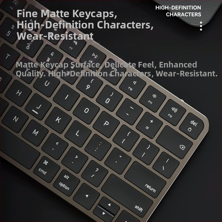 Bezdrôtový tenký set klávesnice a myši – viac ako 98 kláves, bezdrôtové pripojenie, spárovanie na 2 zariadenia, bez podsvietenia