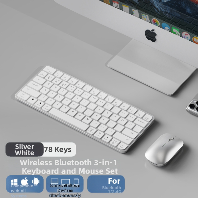 Bezdrôtový tenký set klávesnice a myši – viac ako 98 kláves, bezdrôtové pripojenie, spárovanie na 2 zariadenia, bez podsvietenia