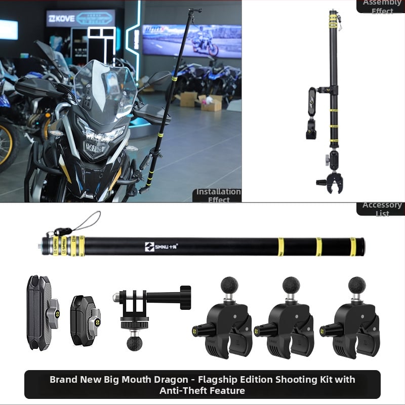 Fényképező állvány, U-alakú többkamerás felvételi készlet; alumínium ötvözet; teherbírás 500 g; 3 részre osztható; motorkerékpárral kompatibilis