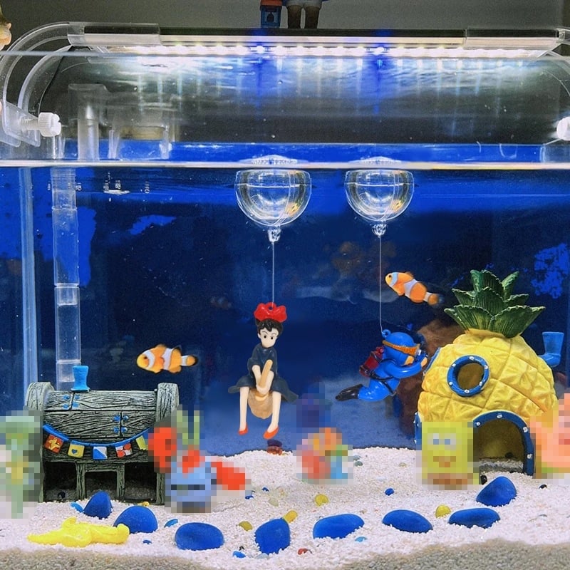 PVC dekor za akvarij - plutajuća crtana figurica male vještice ronilice, 50 g