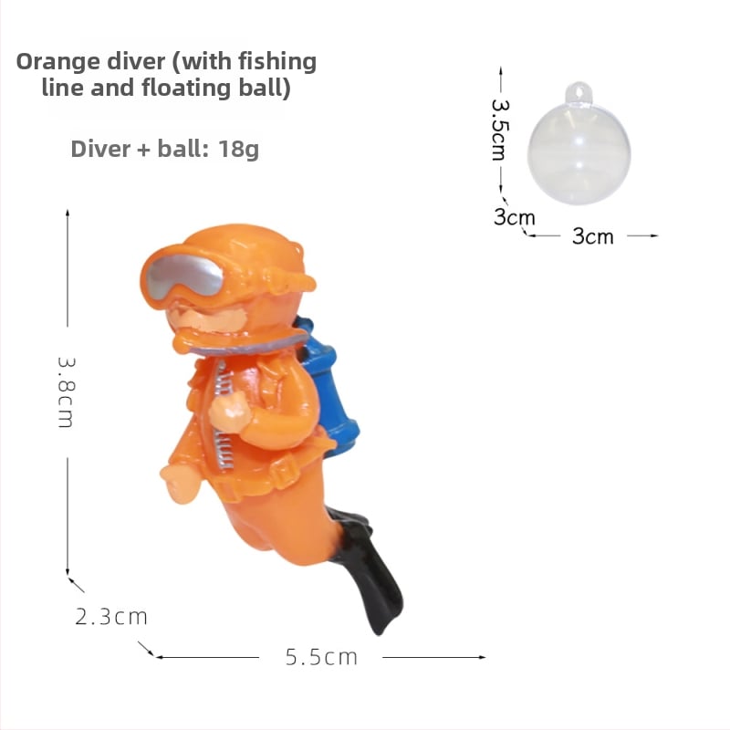 PVC dekor za akvarij - plutajuća crtana figurica male vještice ronilice, 50 g