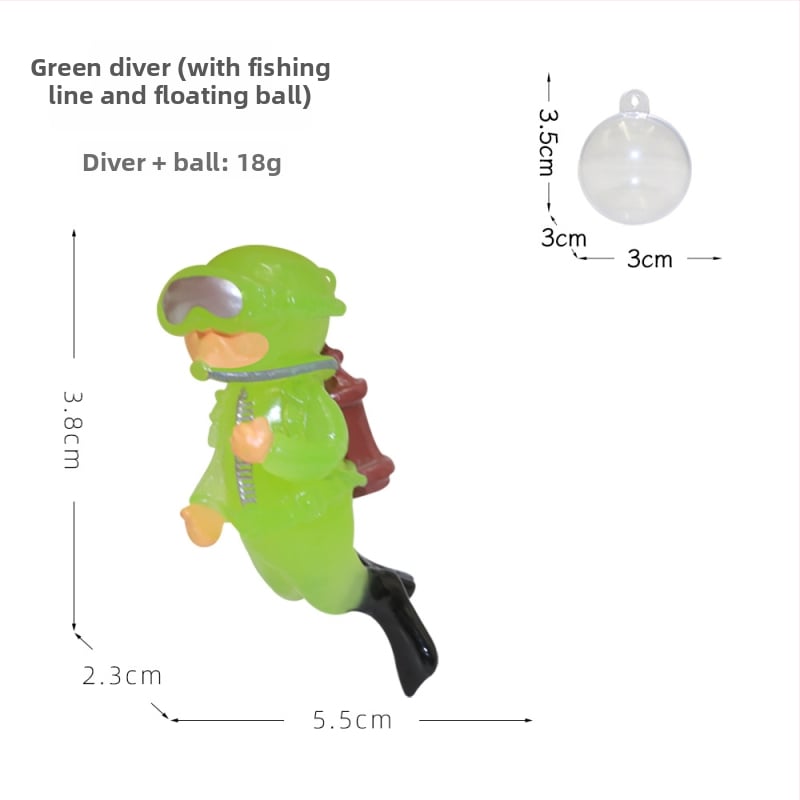 PVC dekor za akvarij - plutajuća crtana figurica male vještice ronilice, 50 g