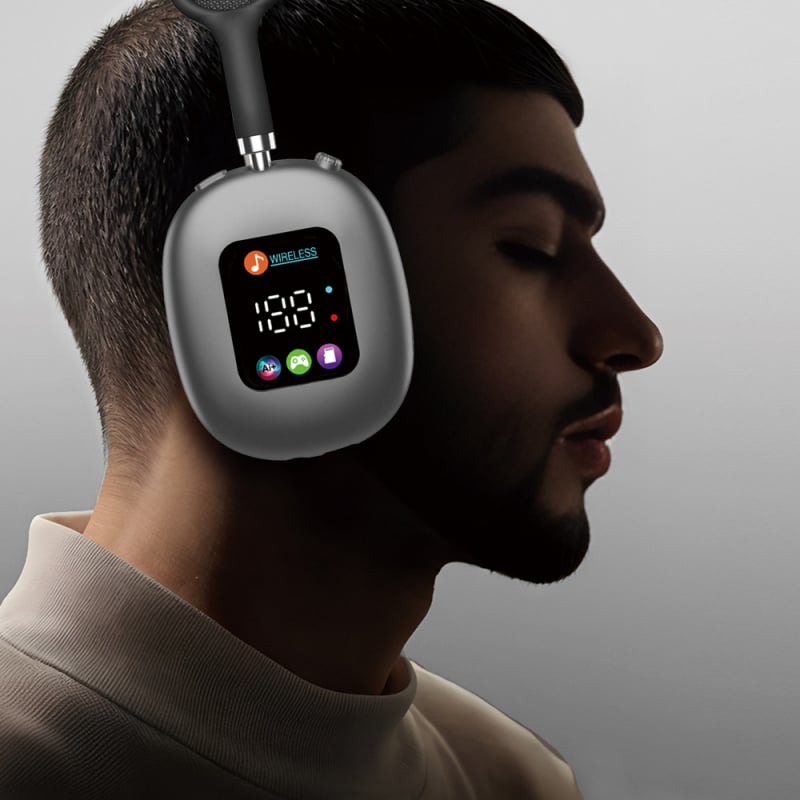 AKZ MAX600 Bežične over-ear Bluetooth slušalice s RGB zaslonom i čitačem kartica, prilagođeni model