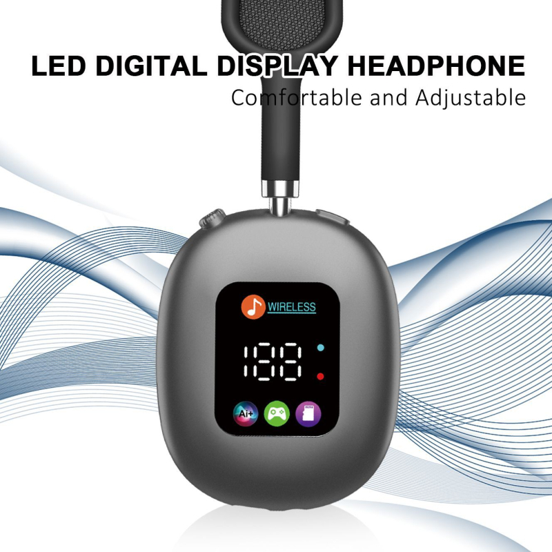 AKZ MAX600 Bežične over-ear Bluetooth slušalice s RGB zaslonom i čitačem kartica, prilagođeni model