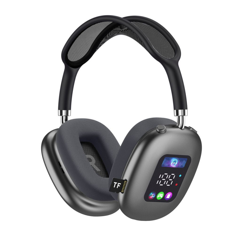 AKZ MAX600 Bežične over-ear Bluetooth slušalice s RGB zaslonom i čitačem kartica, prilagođeni model