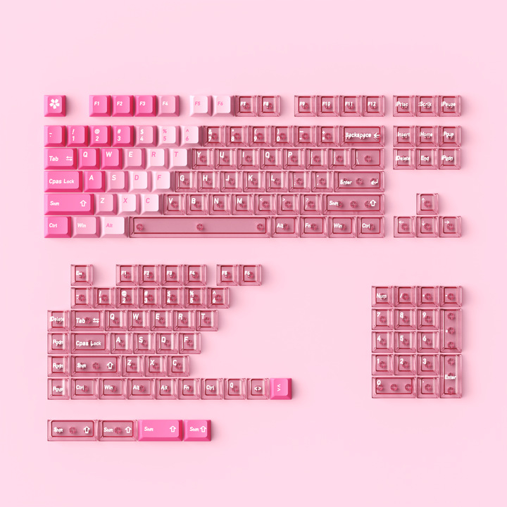 Комплект клавишни капачки за механични клавиатури – PBT dye-sub и PC pad печат; зелена ос; 115 клавиши; двуцветно инжекционно формоване; включва капачки и прозрачни кутии