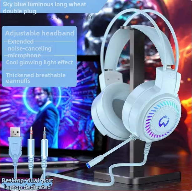 DG-909-XOX Juhtmega mängukõrvaklapid 50 mm draiveritega, sagedusvahemik 20 Hz–20 kHz, tundlikkus 98 dB, 2 m kaabel, mikrofon, USB ja 3,5 mm, arvutiga kasutamiseks, müra vähendus