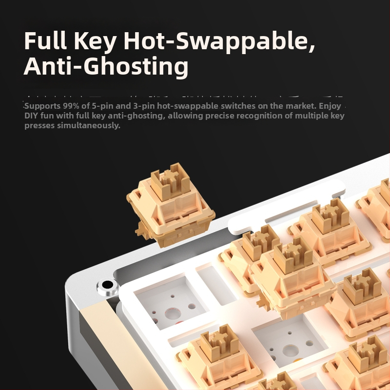 Mechanikus billentyűzetkészlet, 75%-os kiosztás, vezetékes, RGB háttérvilágítás, gasket szerelés