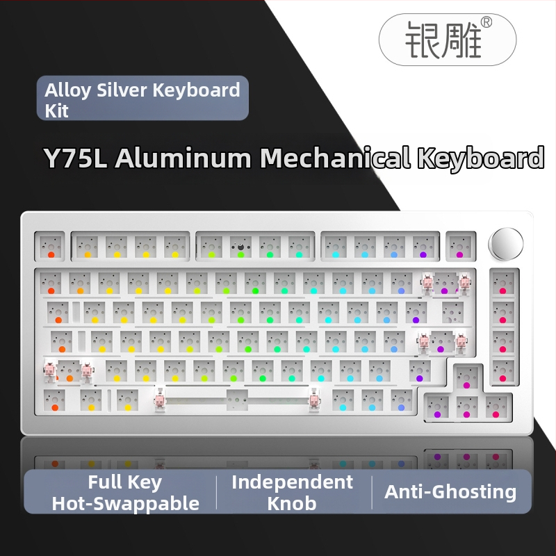 Mechanikus billentyűzetkészlet, 75%-os kiosztás, vezetékes, RGB háttérvilágítás, gasket szerelés