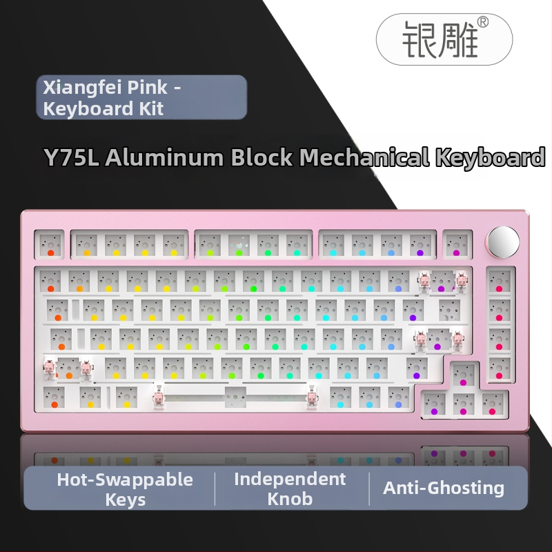 Mechanikus billentyűzetkészlet, 75%-os kiosztás, vezetékes, RGB háttérvilágítás, gasket szerelés