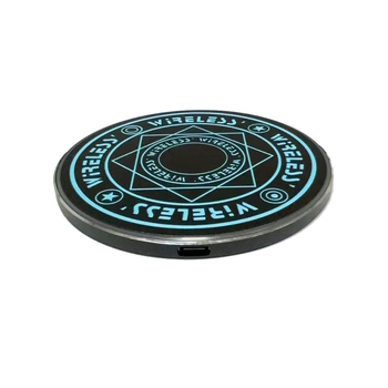 Fémes bevonatú vezeték nélküli töltő varázslatos kör mintával, 15W QC3.0, 1.67A, Honey Electricity