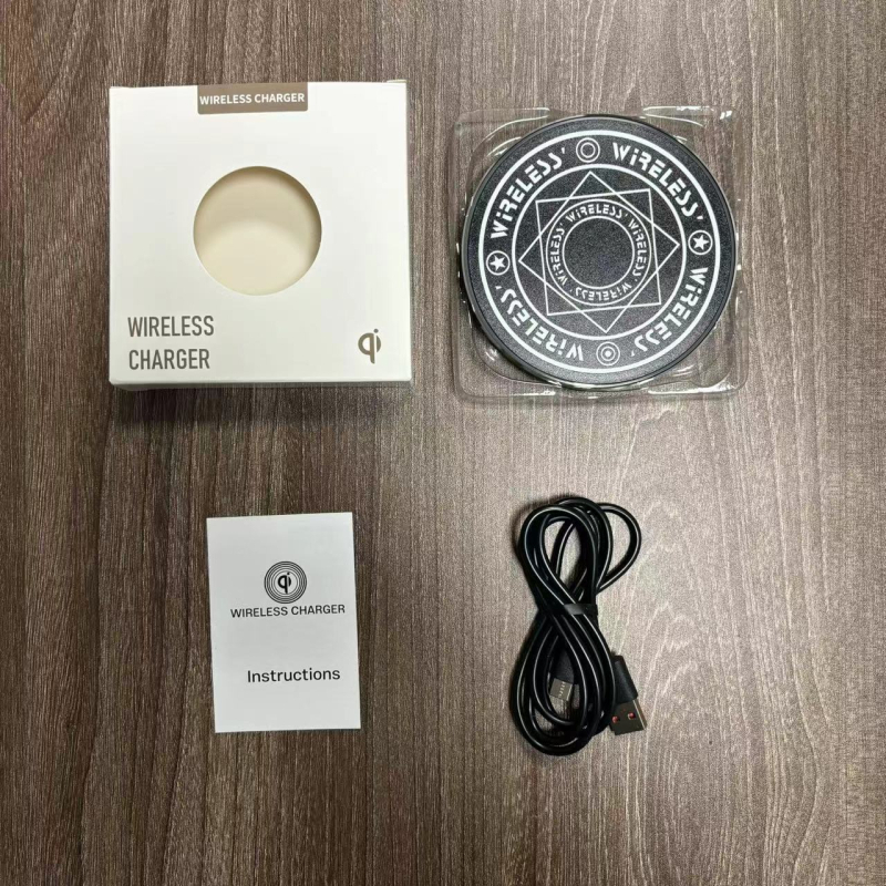 Fémes bevonatú vezeték nélküli töltő varázslatos kör mintával, 15W QC3.0, 1.67A, Honey Electricity