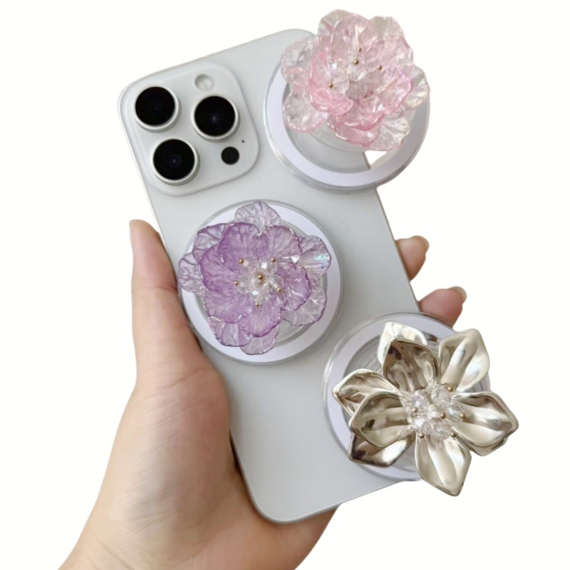 Триизмерна цветна мънистена магнитна поставка за телефон с прозрачен заден стикер, персонализируема, пластмаса/смола