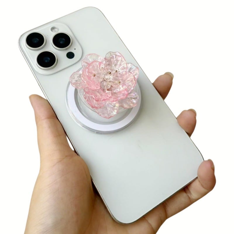 Триизмерна цветна мънистена магнитна поставка за телефон с прозрачен заден стикер, персонализируема, пластмаса/смола