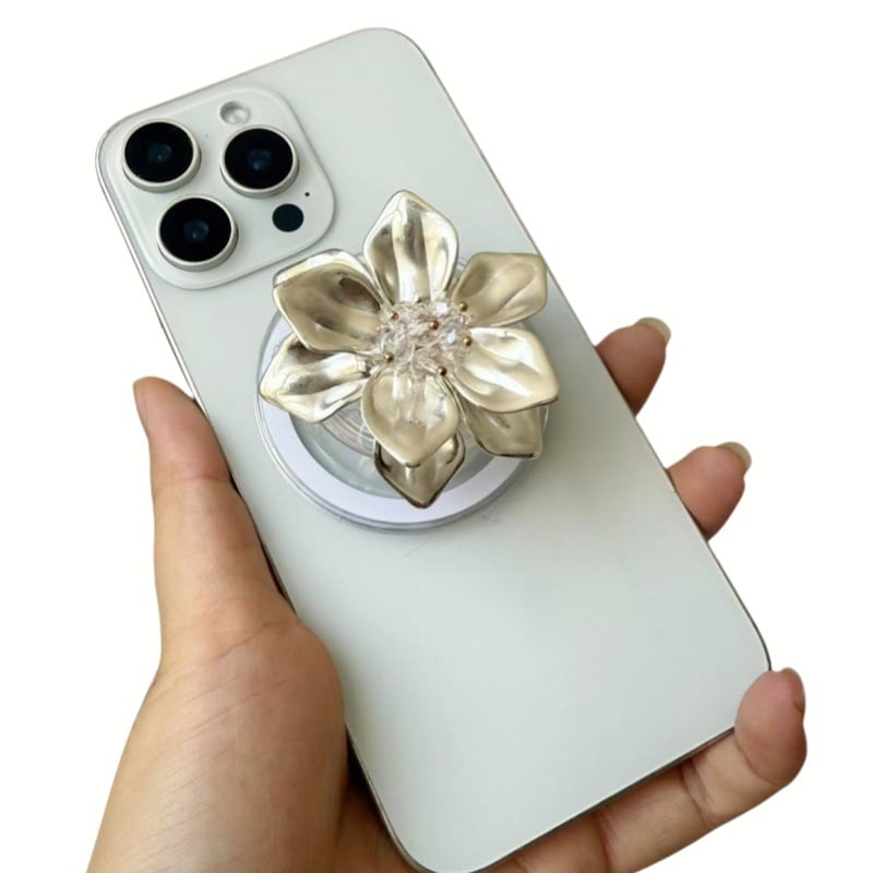 Триизмерна цветна мънистена магнитна поставка за телефон с прозрачен заден стикер, персонализируема, пластмаса/смола