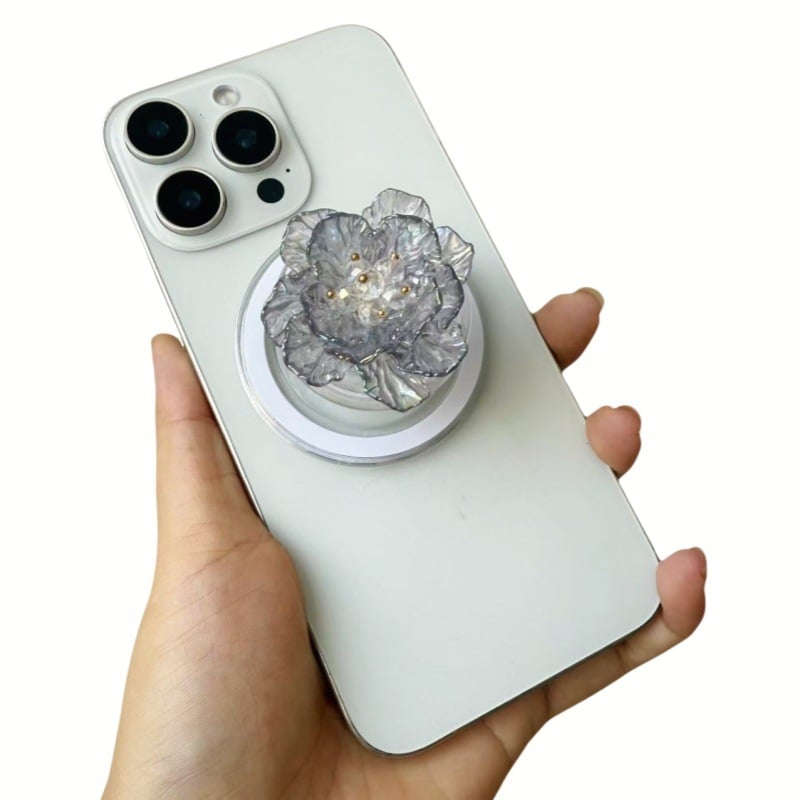 Триизмерна цветна мънистена магнитна поставка за телефон с прозрачен заден стикер, персонализируема, пластмаса/смола