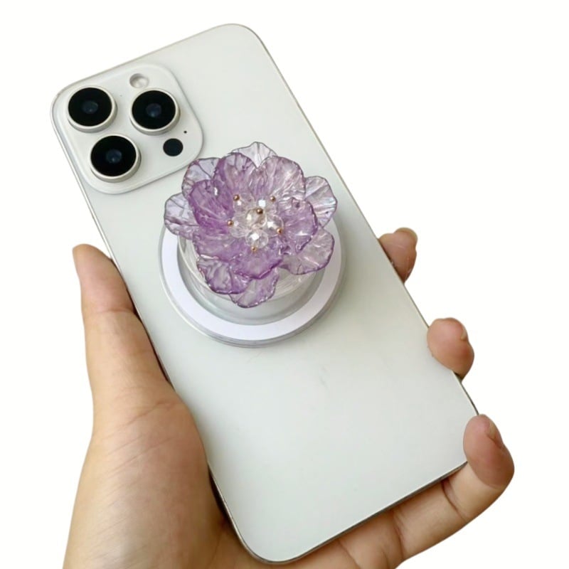 Триизмерна цветна мънистена магнитна поставка за телефон с прозрачен заден стикер, персонализируема, пластмаса/смола