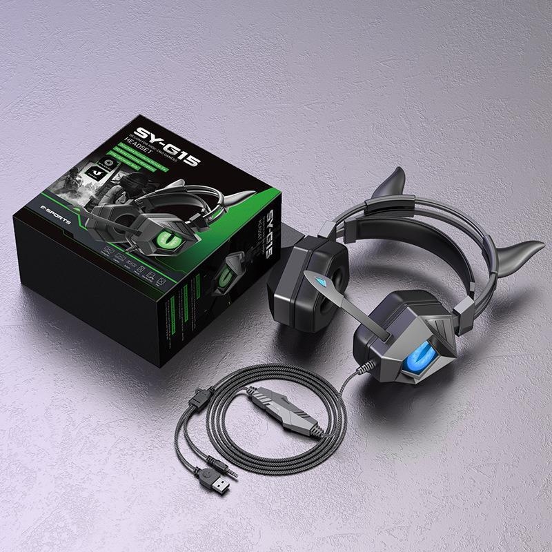 Esports gaming slúchadlá s 40 mm reproduktormi, 3,5 mm konektorom, kábelom, zabudovaný mikrofón, rozsah frekvencií 20–20000 Hz