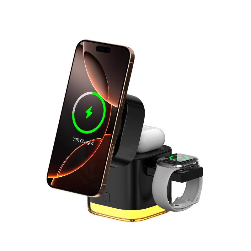 Qi2 Μαγνητικός Ασύρματος Φορτιστής 65W, 3 σε 1 με περιστροφικό αισθητήρα υπερύθρων για φορητούς υπολογιστές Apple