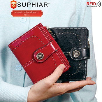 PU bőr RFID-blokkoló cipzáros pénztárca több kártyatartóval és csattal, vízálló és kopásálló