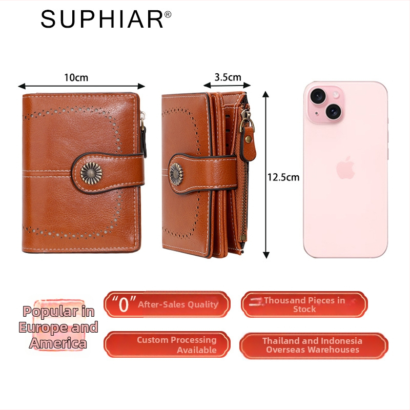 PU bőr RFID-blokkoló cipzáros pénztárca több kártyatartóval és csattal, vízálló és kopásálló