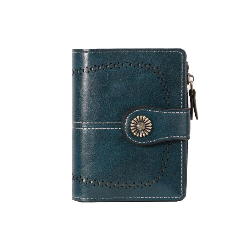 PU bőr RFID-blokkoló cipzáros pénztárca több kártyatartóval és csattal, vízálló és kopásálló