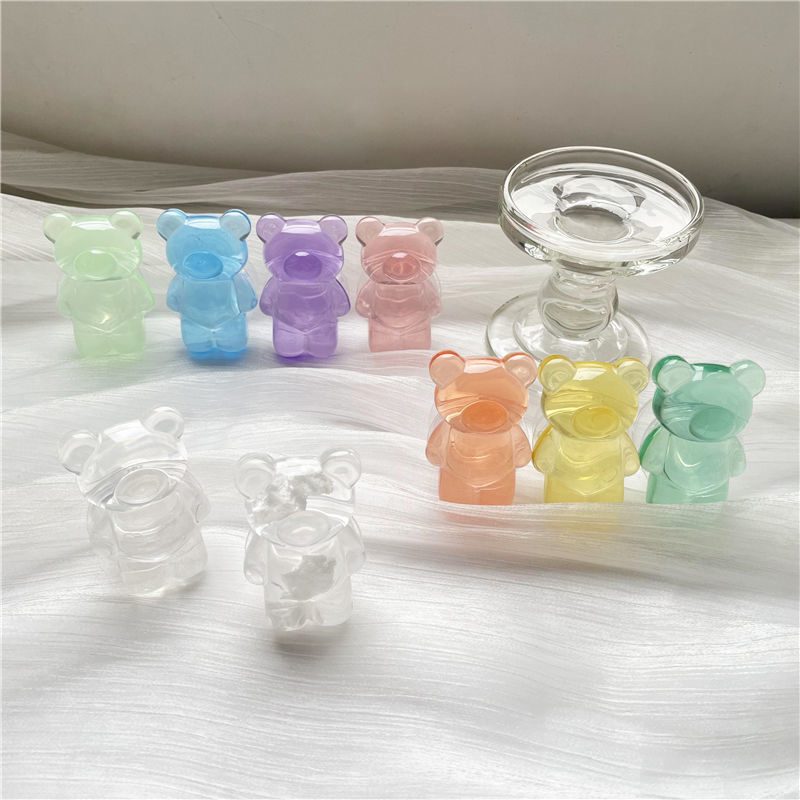 Átlátszó maci‑légzsákos telefonállvány felhő alakú teleszkópos tartóval asztali használatra, műanyag