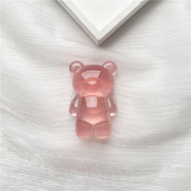 Átlátszó maci‑légzsákos telefonállvány felhő alakú teleszkópos tartóval asztali használatra, műanyag