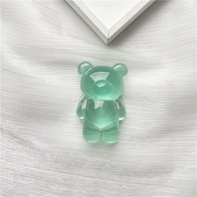 Átlátszó maci‑légzsákos telefonállvány felhő alakú teleszkópos tartóval asztali használatra, műanyag