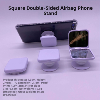 Stolný stojan na štvorcové zrkadlo na líčenie s otváracím krytom, dvojstranné zrkadlo, teleskopické zloženie, ABS materiál