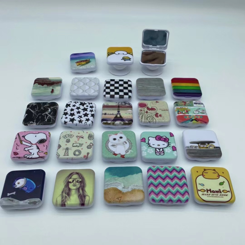 Stolný stojan na štvorcové zrkadlo na líčenie s otváracím krytom, dvojstranné zrkadlo, teleskopické zloženie, ABS materiál