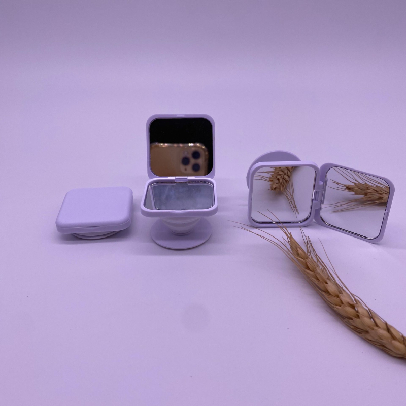 Stolný stojan na štvorcové zrkadlo na líčenie s otváracím krytom, dvojstranné zrkadlo, teleskopické zloženie, ABS materiál