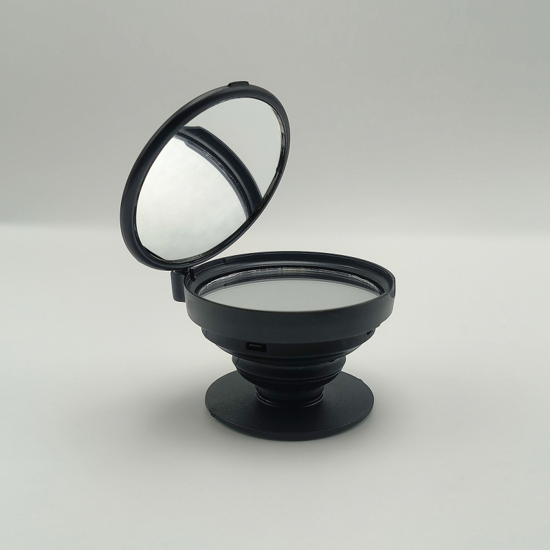 Stolný stojan na štvorcové zrkadlo na líčenie s otváracím krytom, dvojstranné zrkadlo, teleskopické zloženie, ABS materiál