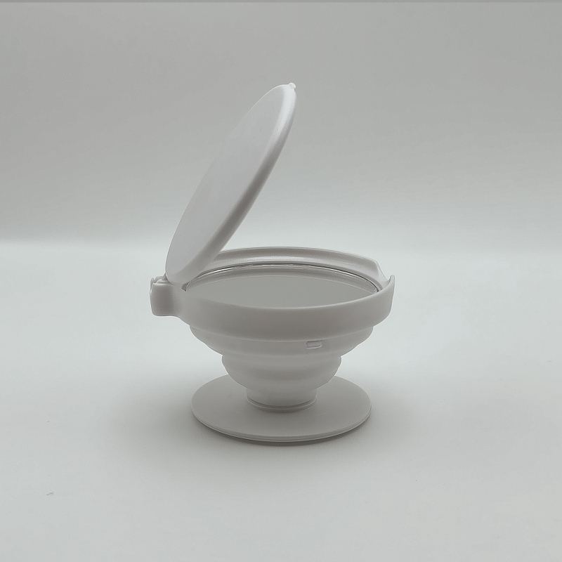 Stolný stojan na štvorcové zrkadlo na líčenie s otváracím krytom, dvojstranné zrkadlo, teleskopické zloženie, ABS materiál