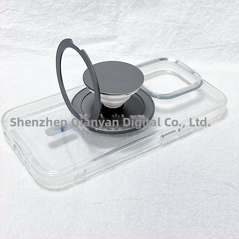 Snap-on magnētiskais telefona turētājs ar locīšanas teleskopisko roku un apaļu magnētisko piesūcekņa pamatu, universāla saderība, materiāli: ABS+TPU+magnets+alumīnija sakausējums