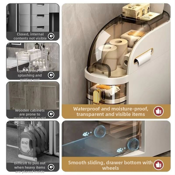 Vannas istabas uzglabāšanas skapis, modeļa 7222, no polipropilēna, šaurs uzglabāšanas nodalījums