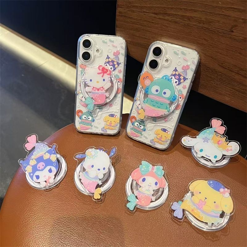Držač za mobitel s odvojivim teleskopskim zračnim jastučićem, stolni, akril, crtani stil Sanrio morska vila