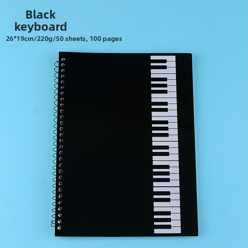 Penkių linijų natos užrašų sąsiuvinis su laisvomis lapomis, didelis rašymo plotas fortepijono partitūroms ir muzikos teorijai, studentams (40 g/m² popierius, iki 50 puslapių)