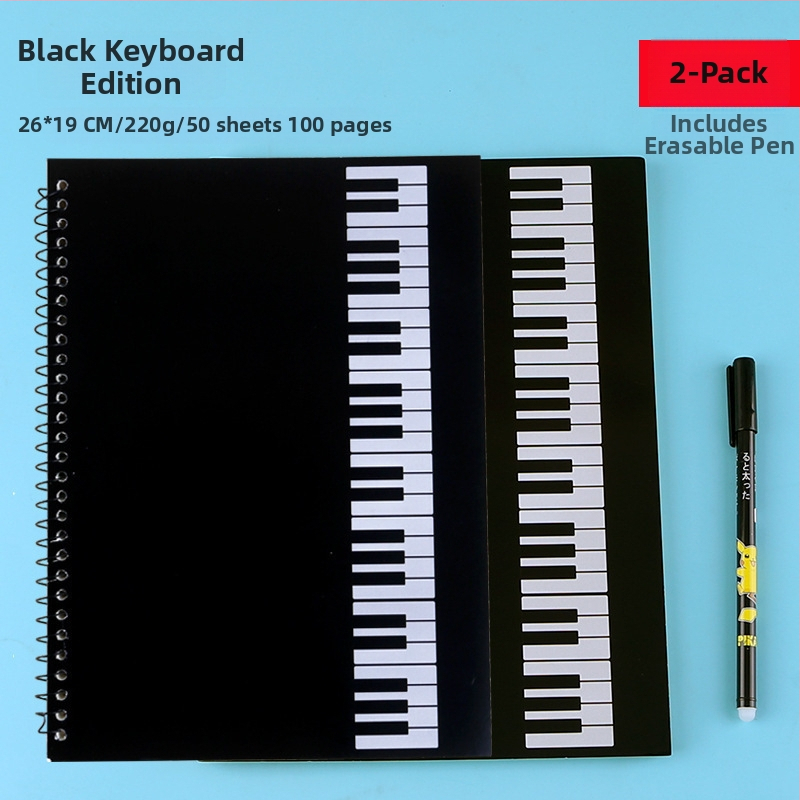 Penkių linijų natos užrašų sąsiuvinis su laisvomis lapomis, didelis rašymo plotas fortepijono partitūroms ir muzikos teorijai, studentams (40 g/m² popierius, iki 50 puslapių)