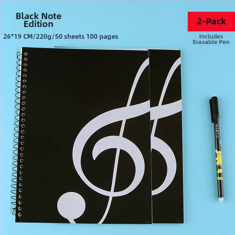 Penkių linijų natos užrašų sąsiuvinis su laisvomis lapomis, didelis rašymo plotas fortepijono partitūroms ir muzikos teorijai, studentams (40 g/m² popierius, iki 50 puslapių)