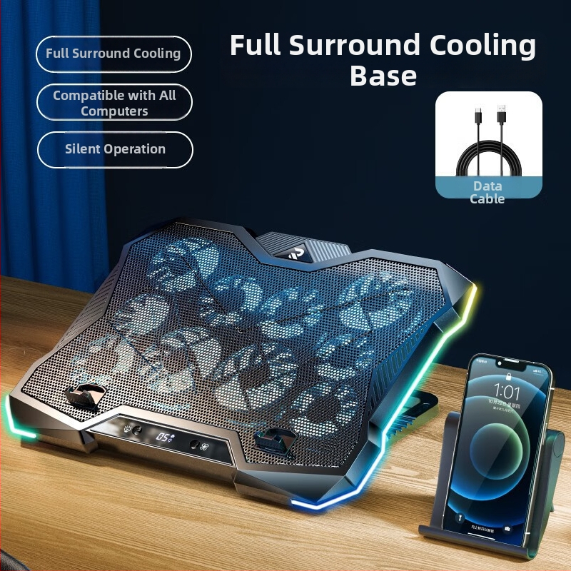 Nešiojamojo kompiuterio aušintuvas su 6 brandu ventiliatoriais ir puslaidininkiniu aušintuvo čipu, 6 ventiliatorių konfigūracija, 1,5 m kabelis, PC medžiaga, modelis LZ-D13