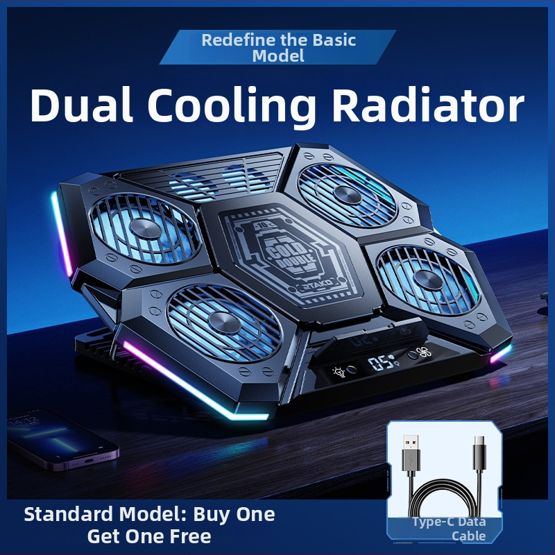 Nešiojamojo kompiuterio aušintuvas su 6 brandu ventiliatoriais ir puslaidininkiniu aušintuvo čipu, 6 ventiliatorių konfigūracija, 1,5 m kabelis, PC medžiaga, modelis LZ-D13