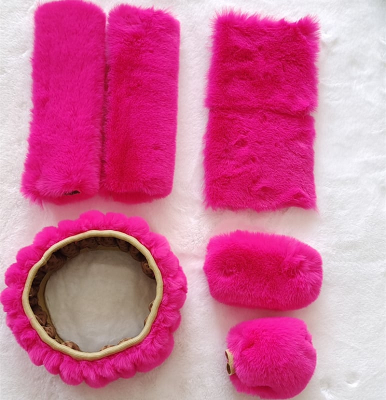 Mesterséges plüss anyagból készült kormányvédő készlet, hat darab, univerzális illeszkedés, klasszikus plüss stílus