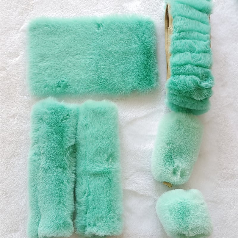 Mesterséges plüss anyagból készült kormányvédő készlet, hat darab, univerzális illeszkedés, klasszikus plüss stílus