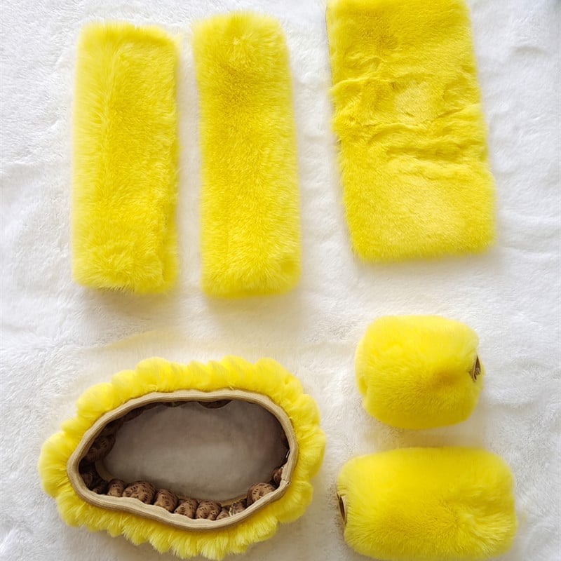 Mesterséges plüss anyagból készült kormányvédő készlet, hat darab, univerzális illeszkedés, klasszikus plüss stílus