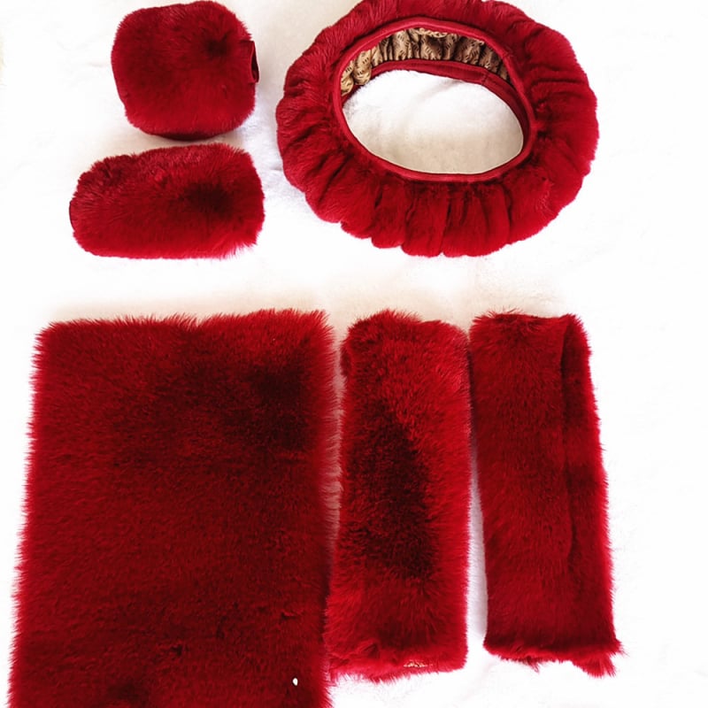 Mesterséges plüss anyagból készült kormányvédő készlet, hat darab, univerzális illeszkedés, klasszikus plüss stílus