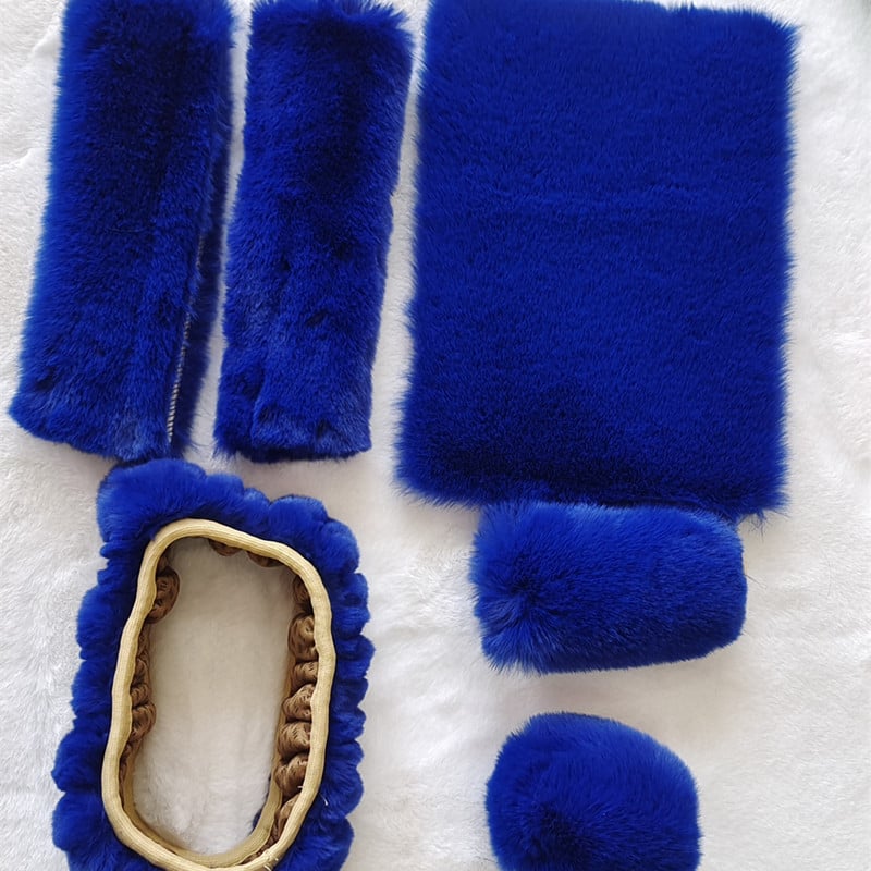 Mesterséges plüss anyagból készült kormányvédő készlet, hat darab, univerzális illeszkedés, klasszikus plüss stílus