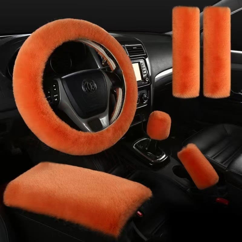 Mesterséges plüss anyagból készült kormányvédő készlet, hat darab, univerzális illeszkedés, klasszikus plüss stílus