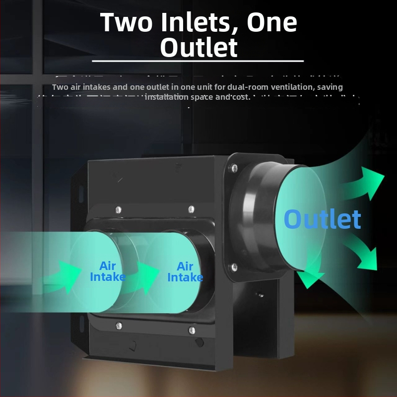 Skilintas vamzdinis išmetimo ventiliatorius, vienas–du išėjimai, voniai ir virtuvei, HF18B, 220V, 40W, Energijos efektyvumas II, Mechaninis valdymas