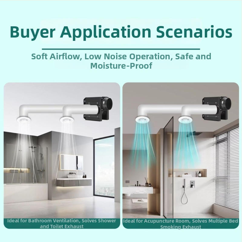 Skilintas vamzdinis išmetimo ventiliatorius, vienas–du išėjimai, voniai ir virtuvei, HF18B, 220V, 40W, Energijos efektyvumas II, Mechaninis valdymas